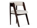 Vegas - Modern Cream Fabric + Walnut Oak Dining Chair (Set of 2)