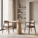 Velma - Modern Travertine Marble Round Dinette Table