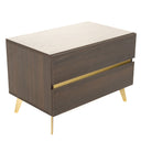 Velondra - Modern Eucalypto + Marble Bed with Two Nightstands