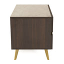 Velondra - Modern Eucalypto + Marble Bed with Two Nightstands