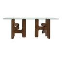Velshi - Modern Glass + Walnut Rectangular Dining Table
