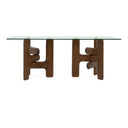 Velshi - Modern Glass + Walnut Rectangular Dining Table