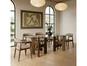 Velshi - Modern Glass + Walnut Rectangular Dining Table