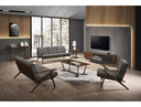 Candea - Mid-Century Walnut and Grey Compact Loveseat