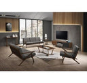 Candea - Mid-Century Walnut and Grey Accent Chair