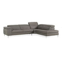 Viola - Italian Contemporary Blue-Grey Leather Right Facing Sectional Sofa