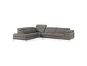Viola - Italian Contemporary Grey Leather Left Facing Sectional Sofa