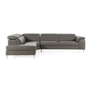 Viola - Italian Contemporary Grey Leather Left Facing Sectional Sofa