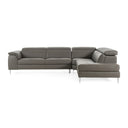 Viola - Italian Contemporary Grey Leather Right Facing Sectional Sofa