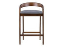 Vougler - Modern Grey Fabric + Walnut Counter Chair (Set of 2)