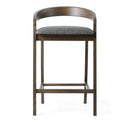 Vougler - Modern Grey Fabric + Walnut Counter Chair (Set of 2)