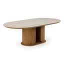 Walbrook - Modern Faux Travertine Ceramic + White Oak Oval Dining Table