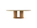 Walbrook - Modern Faux Travertine Ceramic + White Oak Oval Dining Table