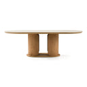Walbrook - Modern Faux Travertine Ceramic + White Oak Oval Dining Table