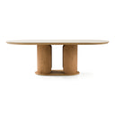 Walbrook - Modern Faux Travertine Ceramic + White Oak Oval Dining Table