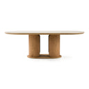 Walbrook - Modern Faux Travertine Ceramic + White Oak Oval Dining Table