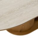 Walbrook - Modern Faux Travertine Ceramic + White Oak Oval Dining Table