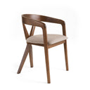 Weiss - Mid-Century Modern Light Brown Fabric + Walnut Dining Chair