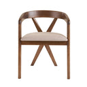 Weiss - Mid-Century Modern Light Brown Fabric + Walnut Dining Chair