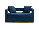 Wells - Modern Blue Velvet Loveseat