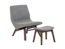 Whitney Modern Grey & Walnut Accent Chair & Ottoman