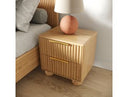 Harris + Winters - Modern Off-White Fabric + Natural Oak 4-Piece Bedroom Set