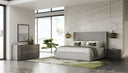 Byrne + Asus - Modern Grey Fabric + Elm Grey 4-Piece Bedroom Set