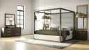 manhattan - contemporary canopy brown oak bedroom set