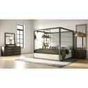 Manhattan - Contemporary Canopy Brown Oak Bed