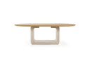 Wolff - Modern White Oak + Faux Travertine Dining Table