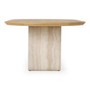 Wolff - Modern White Oak + Faux Travertine Dining Table