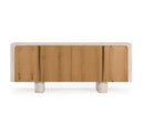 Wolff - Modern White Oak + Faux Travertine Dining Table