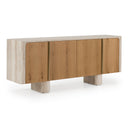 Wolff - Modern White Oak + Faux Travertine Buffet
