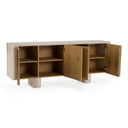Wolff - Modern White Oak + Faux Travertine Buffet