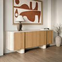 Wolff - Modern White Oak + Faux Travertine Buffet