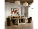 Wolff - Modern White Oak + Faux Travertine Dining Table