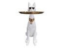 Cool Dog With Plate Modern White + Gold Sculpture