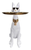 Cool Dog With Plate Modern White + Gold Sculpture