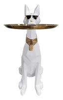 Cool Dog With Plate Modern White + Gold Sculpture