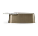 Rainier - Contemporary Off-White Fabric + Antique Brass Ottoman
