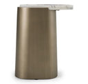 Rainier - Contemporary Off-White Fabric + Antique Brass Ottoman