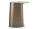 Yano - Modern White Marble + Antique Brass End Table