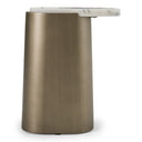 Yano - Modern White Marble + Antique Brass End Table