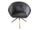 Yara Modern Grey Velvet & Bronze Dining Chair