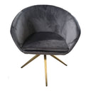 Yara Modern Grey Velvet & Bronze Dining Chair
