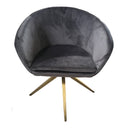 Yara Modern Grey Velvet & Bronze Dining Chair