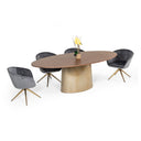 Yara Modern Grey Velvet & Bronze Dining Chair