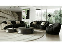 Yolonda - Modern Curved Black Fabric Sofa Set