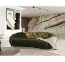 Yolonda - Modern Curved Green Fabric Loveseat