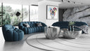Yolonda - Modern Curved Dark Teal Fabric Sofa Set